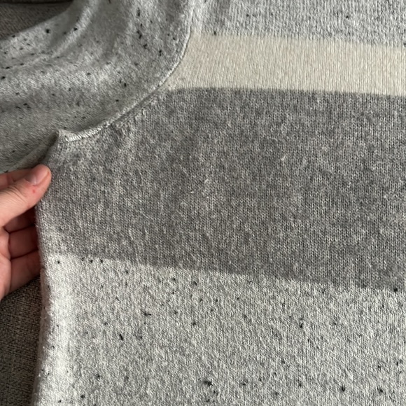 LOFT Grey Mock Neck Color Block Striped Tunic Sweater - Picture 6 of 10